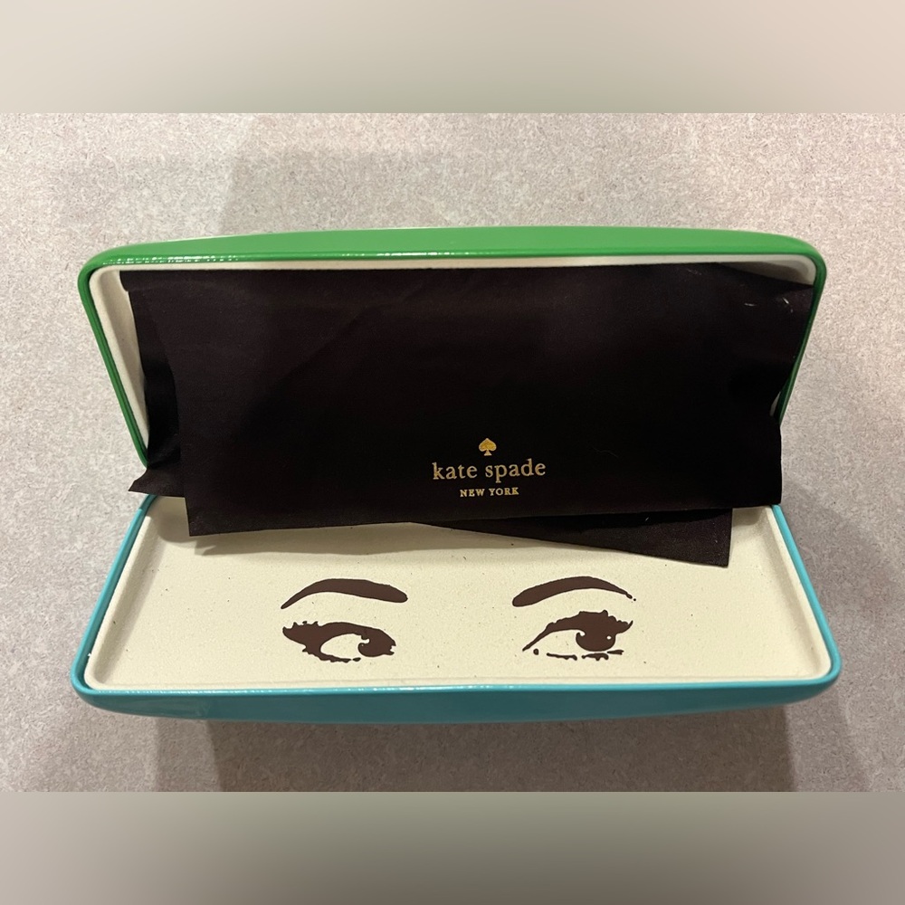 Kate Spade Like-New Green & Blue Eyeglasses Case w/ Black Cleaning Cloth